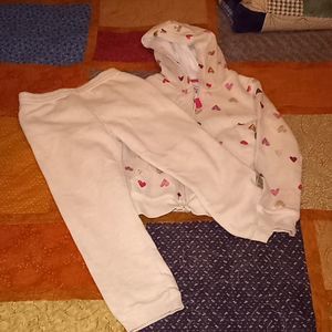 Girls sweatshirt with hearts and sweatpants. Two different brands.